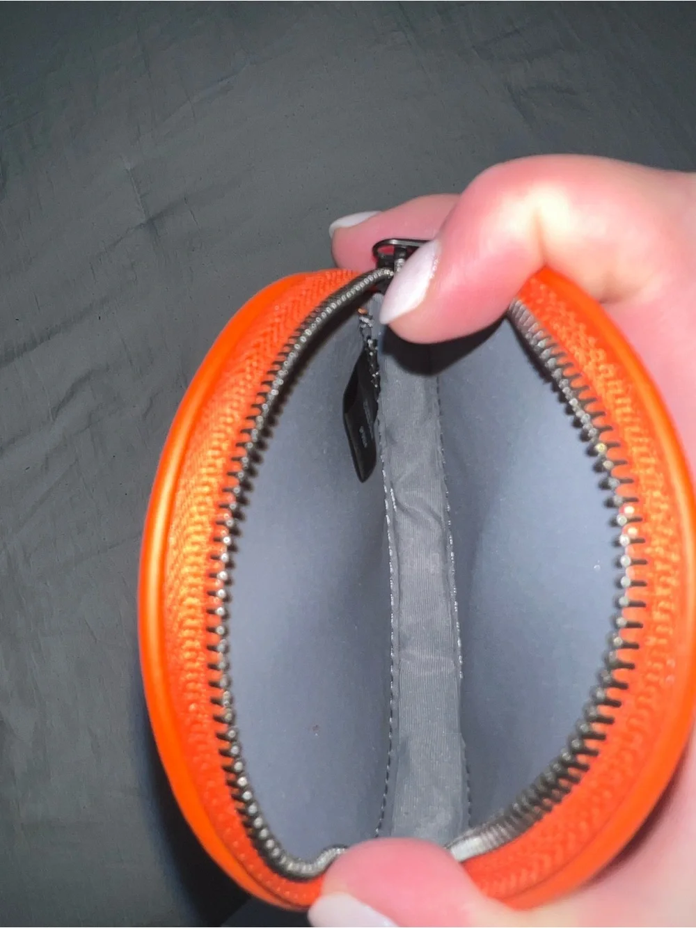 Away Orange Round Leather Wristlet Coin Pouch